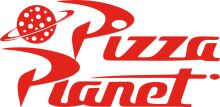 Vibrant Red and White Logo for a Pizza Planet