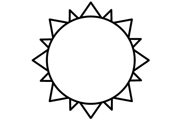 Simplistic Line Drawing of a Sun with Rays