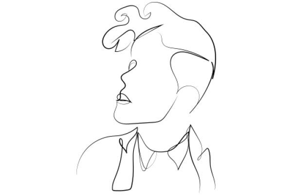 Stylized Portrait of a Person with Curly Hair and a Necktie