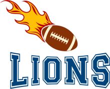 Lions Football Logo with Flames