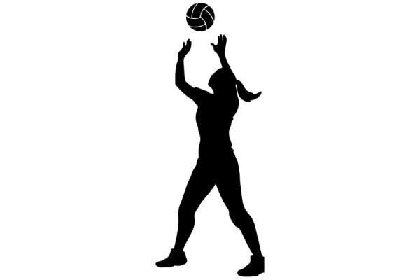 Silhouette of a Volleyball Player Catching a Ball