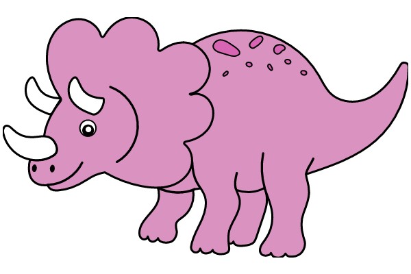 Adorable Pink Dinosaur with Horns and Smile