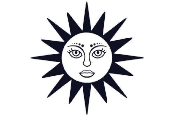 Stylized Sun with Eyes and Eyelashes