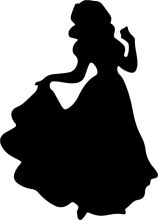 Silhouette of a Woman in a Dress, Holding a Fan