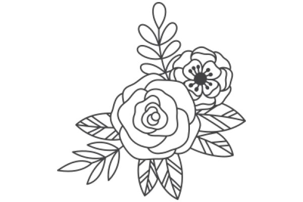 Stylized Floral Design: A Line Art