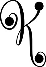 Stylized Letter K with Swirls and Circles