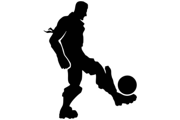 Silhouette of a Soccer Player Kicking a Ball