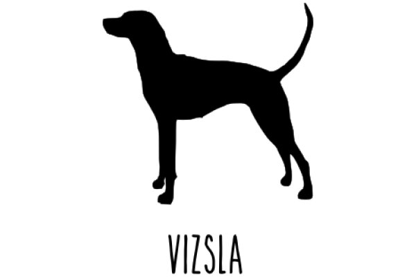 A Silhouette of a Dog with the Word 'Vizsla' Below It