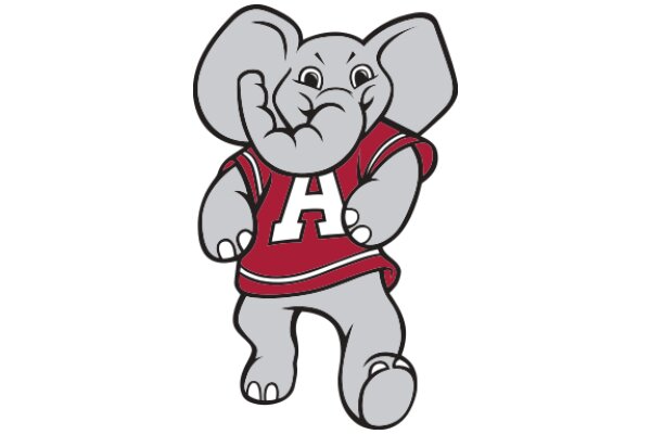 A Friendly Elephant in a Red and White Jersey