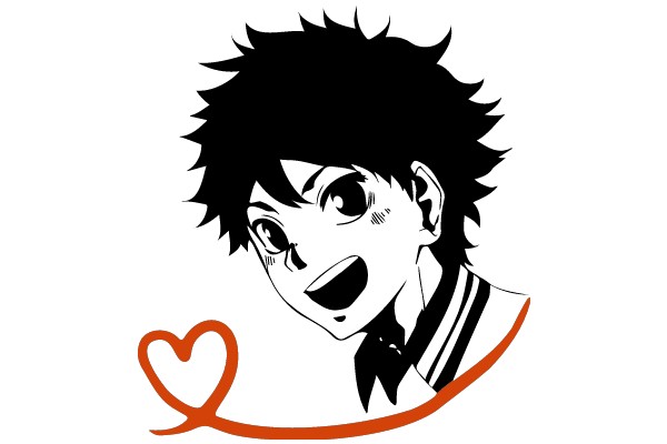 Stylized Anime Character with a Heart-Shaped Border