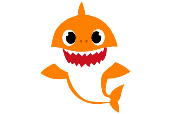 Vibrant Orange Cartoon Shark with a Big Smile