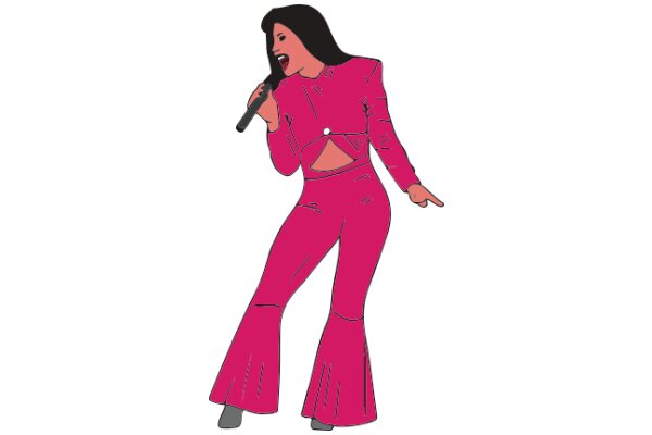 Vocal Performance: A Stylized Illustration of a Singer in a Pink Outfit