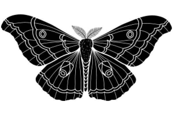 Stylized Black Butterfly with Detailed Wing Pattern