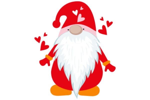 A Festive Santa Claus Illustration with Heart Symbols