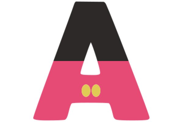 A Stylized Letter 'A' with a Pink Background and a Yellow Dot