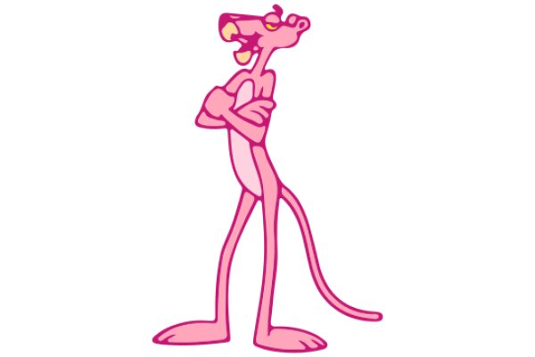 Pink Cartoon Character with a Smile and Folded Arms