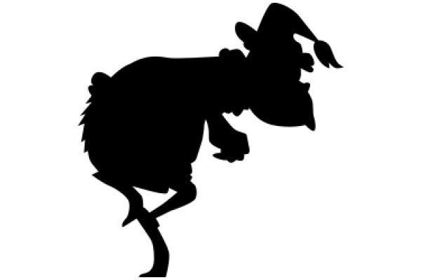 Silhouette of a Whimsical Character: A Mystical Creature with a Tail