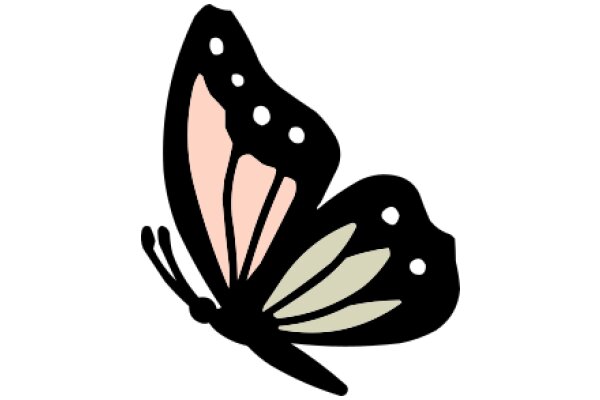 Stylized Butterfly with Pink and Black Detailing