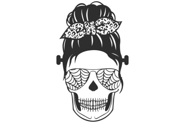 Stylized Skull with Leopard Print Bow and Sunglasses