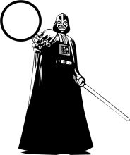 Darth Vader's Playful Side: A Black and White Illustration