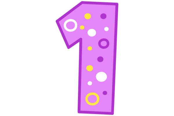 Vibrant Purple Number One with Yellow Circles