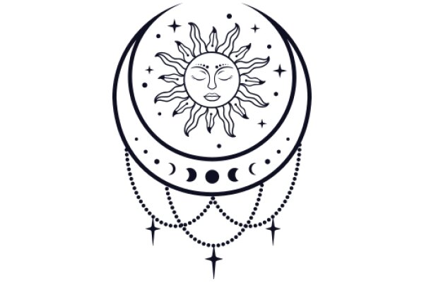 Astrological Emblem: Sun, Moon, and Stars in a Circle