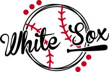 White Sox Baseball Logo with Red Dots and Bat