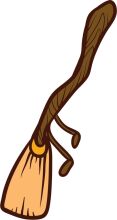 A Whimsical Illustration of a Broom with a Curved Handle