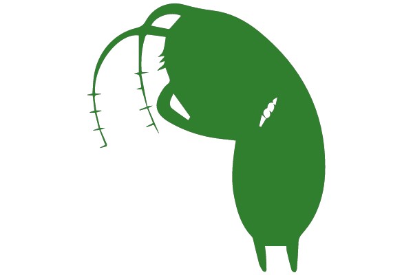 A Playful Green Character with Antennae