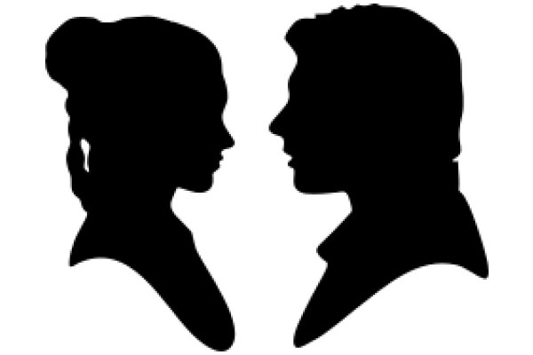 Silhouettes of Two People in Profile, Facing Each Other