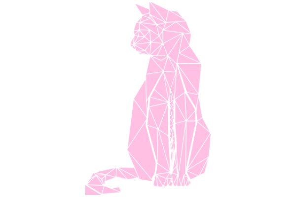 Stylized Pink Geometric Cat Silhouette