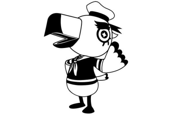 Stylish Cartoon Character: A Fashionable Pirate Bird