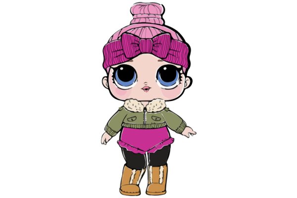 Adorable Cartoon Character with Pink Hair and Boots