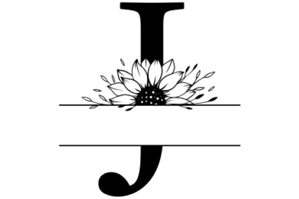 Stylized Letter J with Flower Design