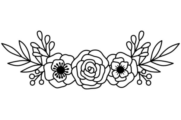 Stylized Floral Design: A Line Art