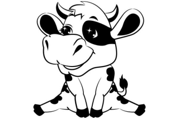 A Playful Illustration of a Cow with a Smile