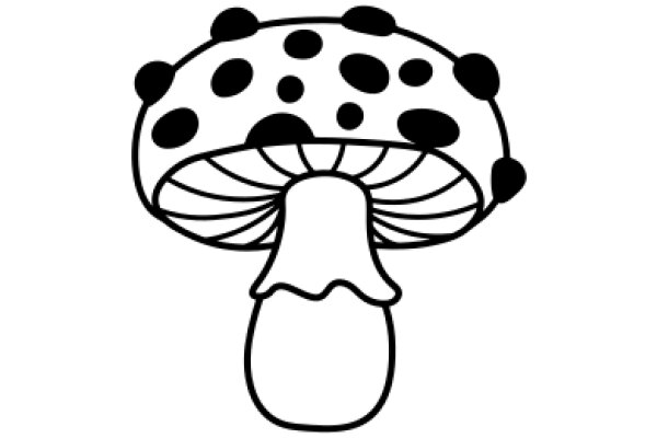 A Whimsical Line Drawing of a Mushroom with a Stem