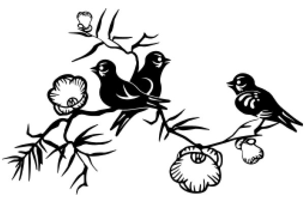 A Silhouette of Birds and Flowers in a Garden Setting