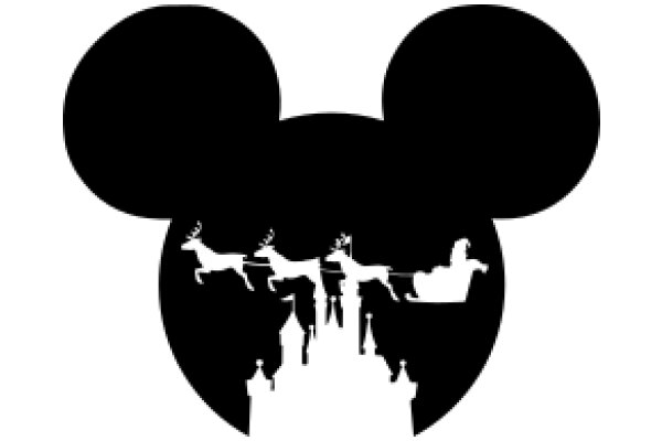 A Festive Silhouette of Mickey Mouse and Santa Claus