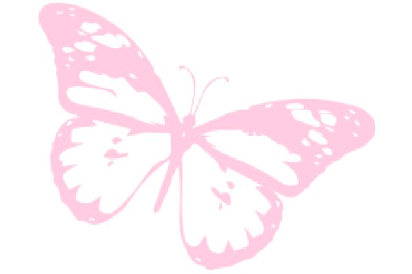 Pink Butterfly Silhouette on White Background