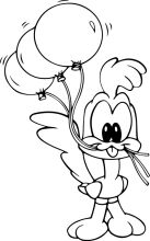 A Playful Scene of a Cartoon Bunny with Balloons