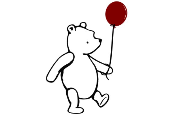 A Playful Scene: A Cartoon Bear with a Balloon