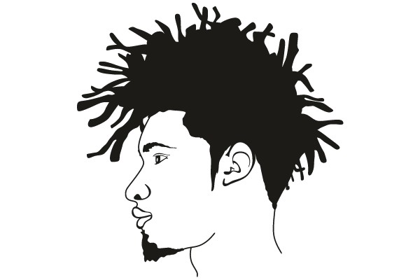 Stylized Portrait of a Man with Afro Hair