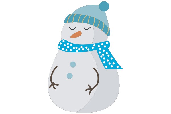 A Cozy Winter Scene with a Sleepy Snowman