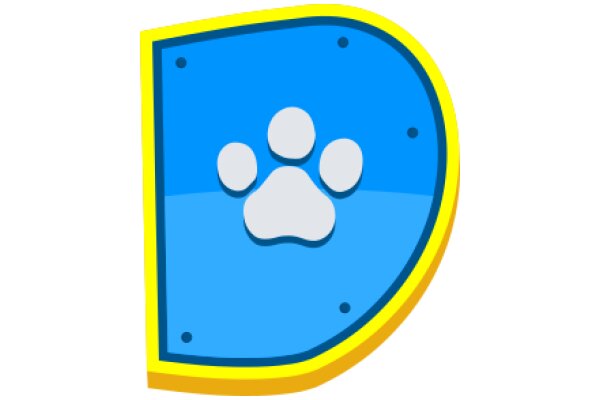 Digital Illustration of a Blue and Yellow Paw Print Icon