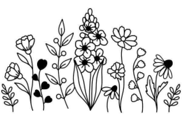 Floral Illustration: A Collection of Flowers and Plants