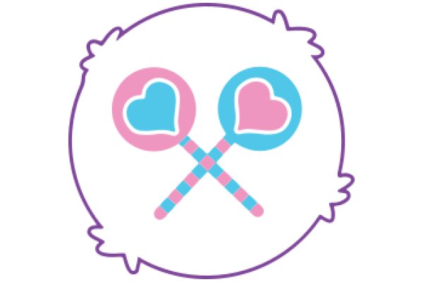 A Playful Logo: A Pink and Blue Owl with Two Heart-Shaped Rackets