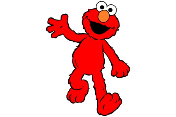 Elmo's Friendly Wave: A Colorful Cartoon Character