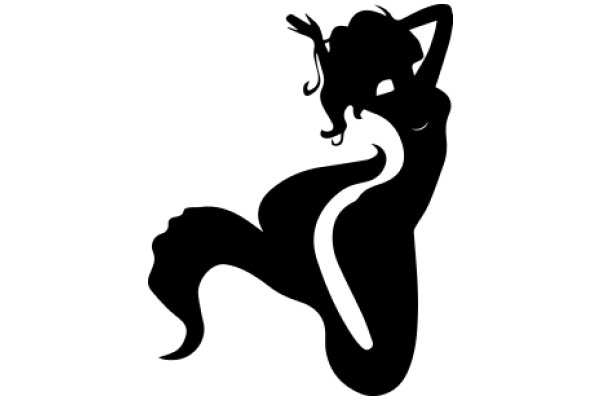 Stylized Silhouette of a Woman in a Playful Pose