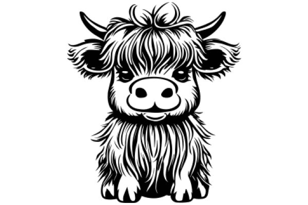 Stylized Illustration of a Cow with Horns and a Smile